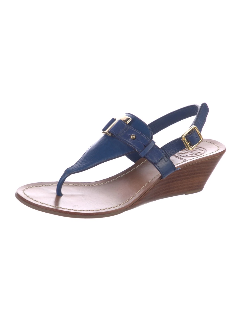 Tory Burch Royal Blue Casey Leather Sandals